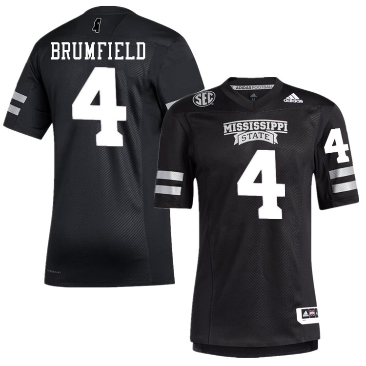 Men #4 DeAgo Brumfield Mississippi State Bulldogs College Football Jerseys Stitched-Black